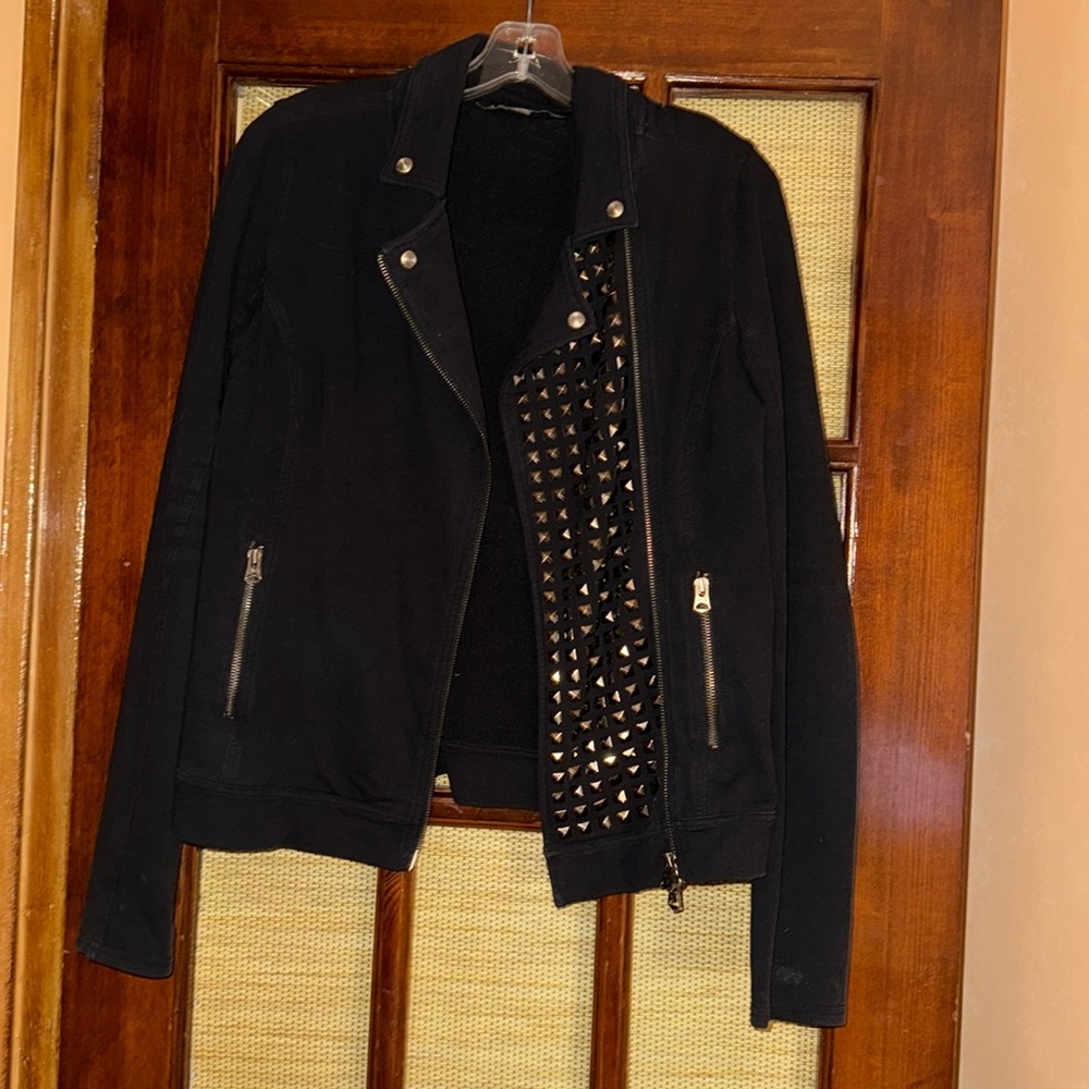Armani Exchange studed zip moto sweater EUC